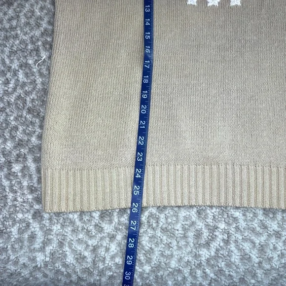 Americana American Flag Short Sleeve Knit Sweater Beige Crew Neck Grandmacore - Picture 6 of 12